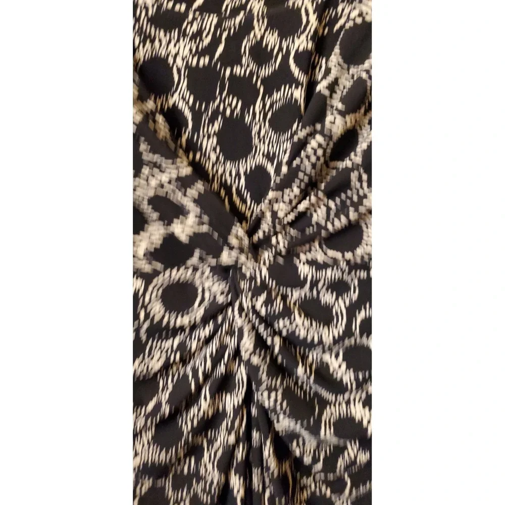 CHAPS Ralph Lauren Women's‎ Jersey Dress Geometric Black Ivory Stretch Size XL